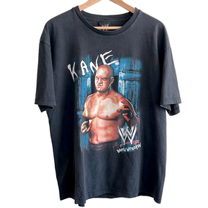 Retro WWE Shirt - Kane Cotton S/S Black Dual Graphics Men’s ‎ Large